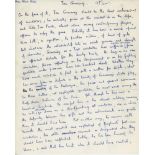 Alan Ross. Poet, writer and editor. Original five page handwritten manuscript in ink by Ross in 1964