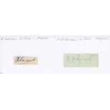 Nottinghamshire C.C.C. Two signatures of Harold Larwood in ink, and W.W. 'Dodger' Whysall in pencil,