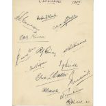 South Africa tour to England 1935. Album page nicely signed in ink by fourteen members of the