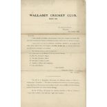 Wallasey Cricket Club 1925-1960s. A collection of official printed and typed reports, meeting