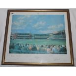 'Lord's Cricket Ground'. Alan Fearnley. Large limited edition colour print produced to commemorate