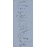 South Africa tour to England 1935. Page nicely signed in ink by fourteen members of the South Africa