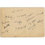 M.C.C. tour to Australia and New Zealand 1935/36. Large album page nicely signed in ink by