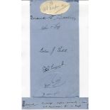 Kent C.C.C. c1930s. Page signed in ink (one in pencil) by seven Kent players. Signatures are