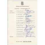 New Zealand tour to United Kingdom, Prudential World Cup 1979. Official autograph sheet nicely