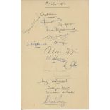 Pakistan tour to England 1954. Page nicely signed in ink by sixteen members of the Pakistan