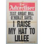 Dennis Lillee. Australia 1981/82. Three original newspaper posters each dated 28th December 1981,