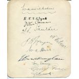 Kent and Warwickshire c1937. Album page signed in pencil by twelve Kent players. Signatures