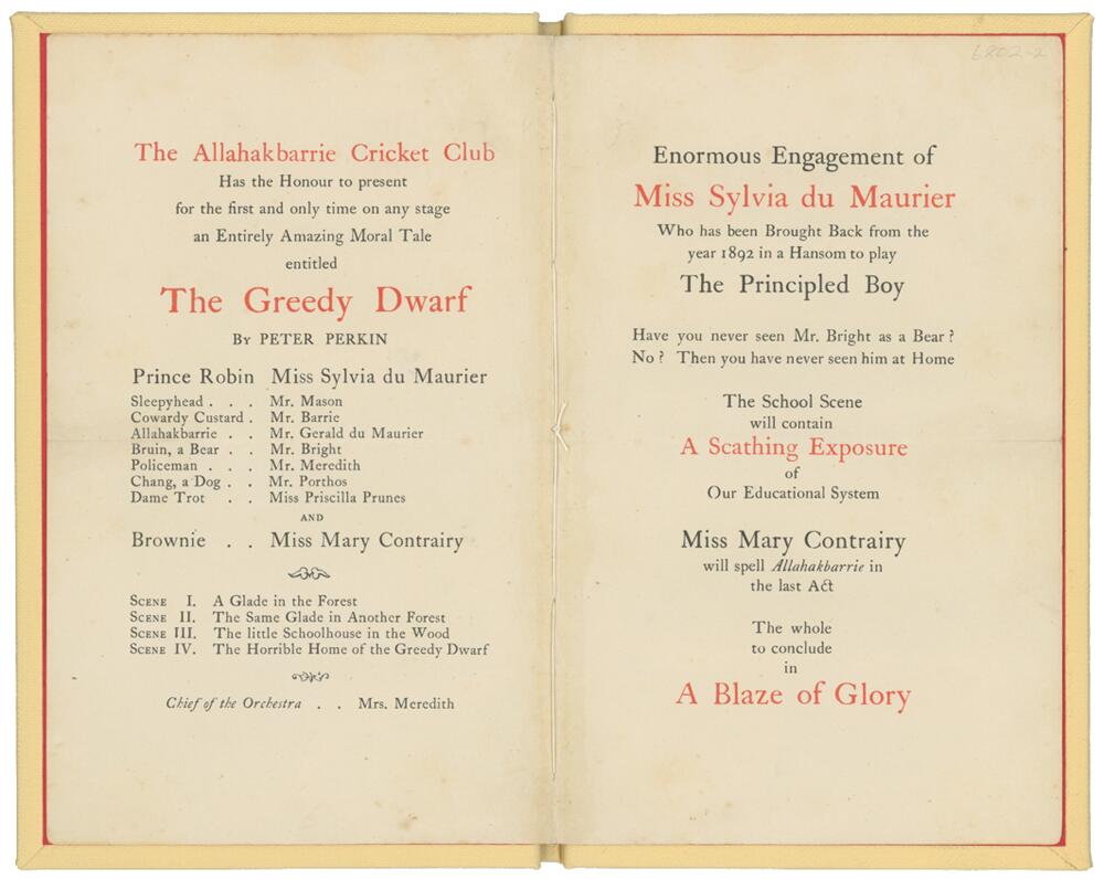 'The Greedy Dwarf'. J.M. Barrie. Original and rare four page programme for the performance of a - Image 2 of 3