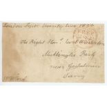 William Ward. Surrey, Hampshire & M.C.C. 1810-1845. Signed free-front envelope to a Right. Hon. Earl