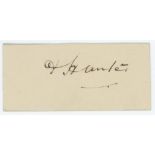 David Hunter. Yorkshire 1888-1909. Excellent ink signature of Hunter on card. To verso in pencil