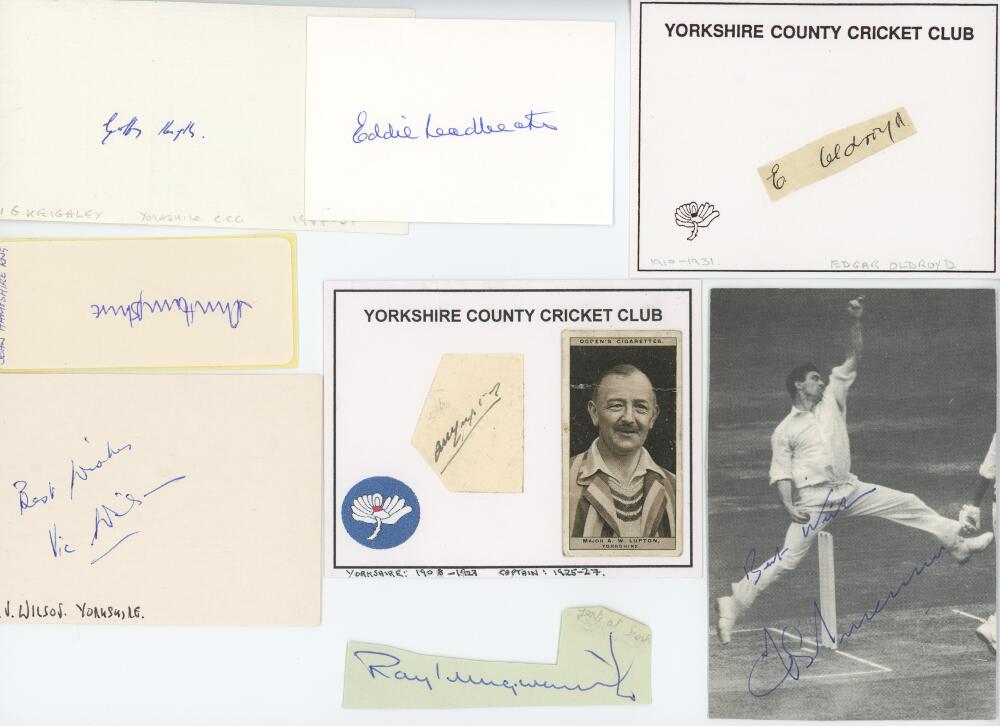 Yorkshire C.C.C. autographs 1910s-2010s. A selection of approximately seventy signatures in ink