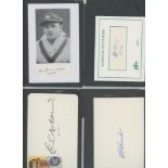 Australia cricketers 1930s-1990s. Fifteen signatures on cards or labels. Signatures include Don