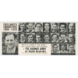 England tour of Australia 1954-1955. The Savings Bank of South Australia advertising ink blotter,