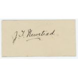 John Thomas Newstead. Yorkshire 1903-1913. Excellent ink signature of Newstead on card. To verso