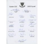 Sussex County Champions 2003. A selection of ephemera relating to Sussex winning the 2003 County