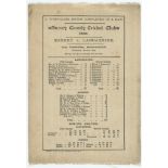 'A First Class Match completed in a Day!'. ' Lancashire v Surrey 1888'. Original and scarce silk