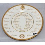'The Ashes' England v Australia 1953. Magnificent Royal Worcester bone china plate produced by the