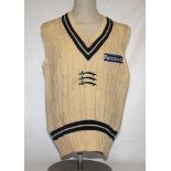 Mike Gatting. White sleeveless Middlesex First XI wool sweater. Middlesex emblem and 'Panasonic'