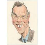 Christopher Martin-Jenkins. Original colour caricature of Martin-Jenkins by John Ireland. Sold