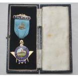 Original gold metal masonic medal for The Southborough Lodge, Kent. Pale blue ribbon with '