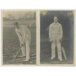 Australia player postcards 1905 and 1909. Two mono real photograph postcards from the 1905 tour to