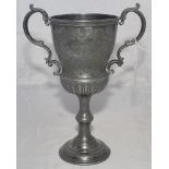 Cricket Cup. Large and impressive silver plated two handled cup with excellent floral decoration