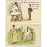 Early comic postcards. Ten colour comic postcards, including two of cartoons by Lance Thackeray, one