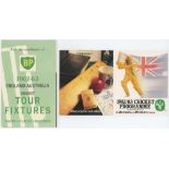 England tours to Australia 1962/63 and 1982/83. Two colour folding fixture cards, one for the 1962/