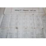 'Bromley Cricket 1735-1847'. A large broadsheet/ poster with thirty two references to early