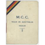 Herbert Sutcliffe. M.C.C. tour of Australia 1924/25. Official players' itinerary for the tour, the