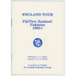 England tour to Fiji, New Zealand and Pakistan 1983/84. Official sixteen page players and