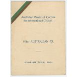 Australia tour to England 1926. Official players itinerary for the tour, the front cover with