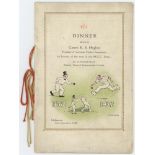 M.C.C. tour of Australia 'Bodyline' 1932/33. Official menu for the Dinner given by 'Canon E.S.