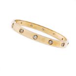 Vintage Cartier Round Brilliant Cut Diamond and 18 Karat Pink Gold Love Bracelet. Size 16. Signed,