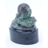 Mara Dominioni Bronze Sculpture on Marble Base Made for Royal Caribbean. Provenance to Base. Small