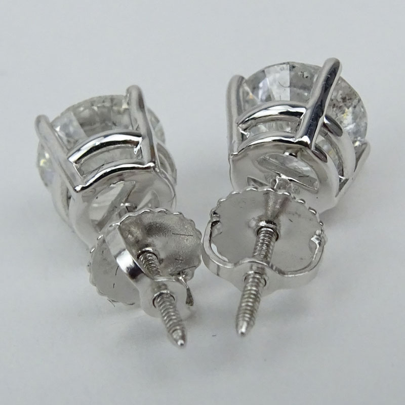 Approx. 2.06 Carat Round Brilliant Cut Diamond and 14 Karat White Gold Diamond Ear Studs. Diamonds H - Image 2 of 2
