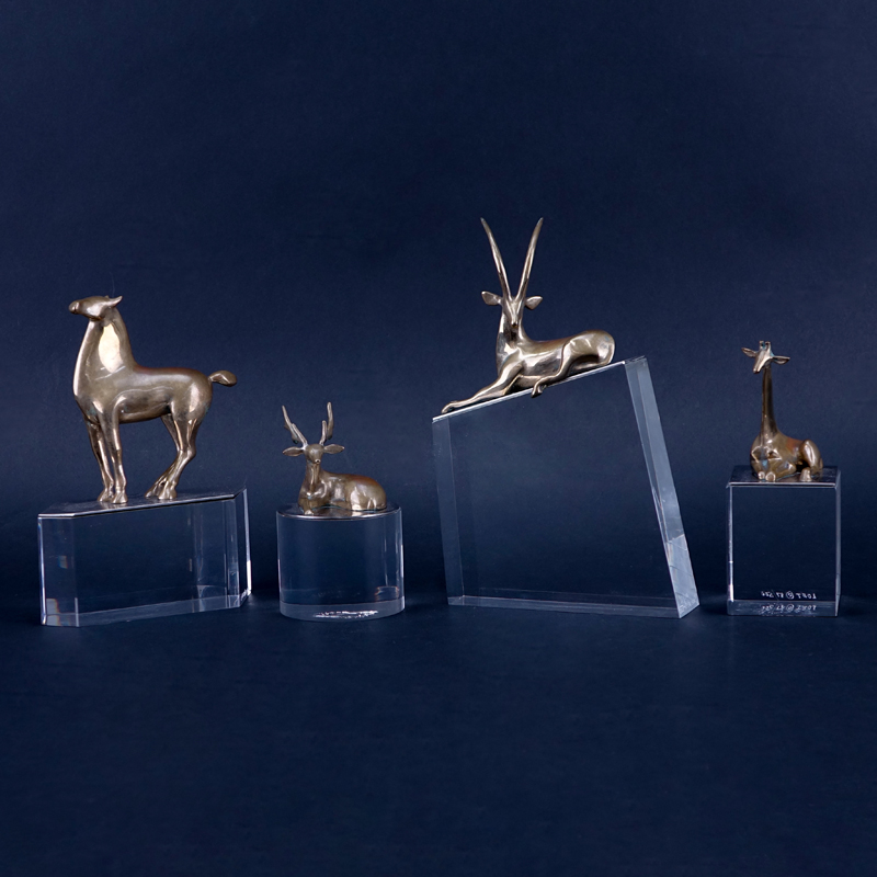 Loet Vanderveen, Dutch (1921) Collection of Four (4) Bronze Animals On Lucite Bases. Includes: