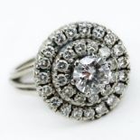 Vintage Round Brilliant Cut Diamond and 14 Karat White Gold Starburst Ring. Unsigned. Good