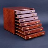 Hermes Paris Lacquer Yew Wood Pocket Square Box. Has seven drawers with Hermes tag affixed to top