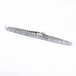 Approx. 8.24 Carat Princess Cut Diamond and Platinum Line Bracelet. Diamonds G-H color, VS1 clarity.