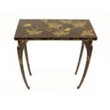 Japanese Gilt Black Lacquer Console Table together with Matching Two Part Wall Bracket. Table legs