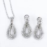 Vintage Approx. 7.0 Carat TW Round Brilliant Cut Diamond and 18 Karat White Gold Pendant Necklace