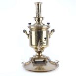 Antique Russian Brass Samovar with Undertray. Signed, stamped, inscribed, and dated. Has two small