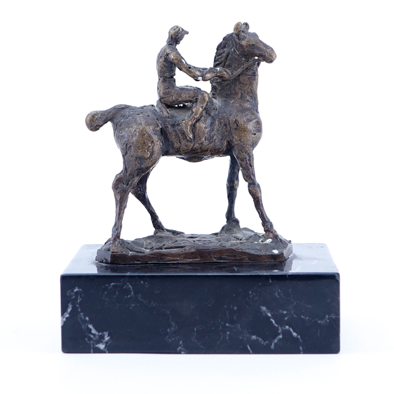 Heriberto Juarez, Mexican (1932 - 2008) Bronze Sculpture "Rider on Horseback" on Marble Base.