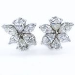 Vintage Harry Winston style Approx. 5.0 Carat Pear and Marquise Cut Diamond and Platinum Flower