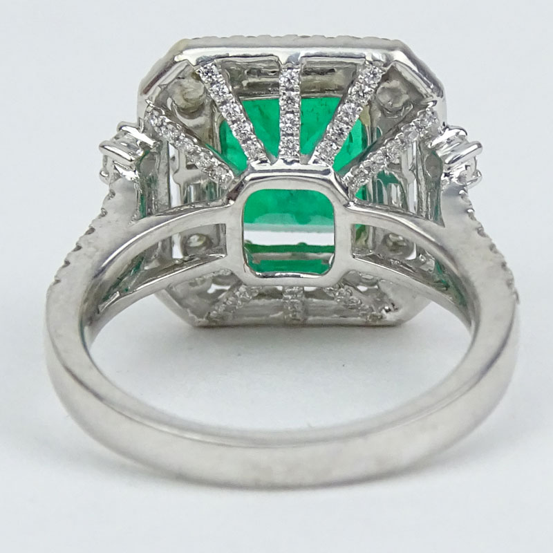 Approx. 2.50 Carat Colombian Emerald, 1.40 Carat Round Brilliant and Baguette Cut Diamond and 18 - Image 2 of 6