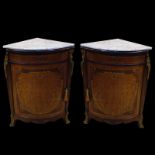 Pair of Gilt Bronze Mounted Mahogany and Inlaid Marquetry Inlaid Encoignures (corner cabinets)