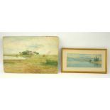 Gerard Hardenbergh, American (1855 - 1915) Two works: Watercolor "Landscape With Farm House". Signed