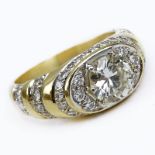 Man's Vintage Approx. 1.95 Carat Round Brilliant Cut Diamond and 18 Karat Yellow Gold Ring